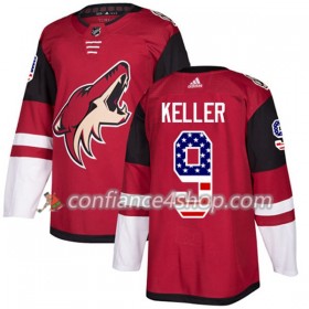 Adidas Maillot de Hockey Arizona Coyotes Clayton Keller 9 2017-2018 Rouge USA Flag Fashion Authentic - Homme